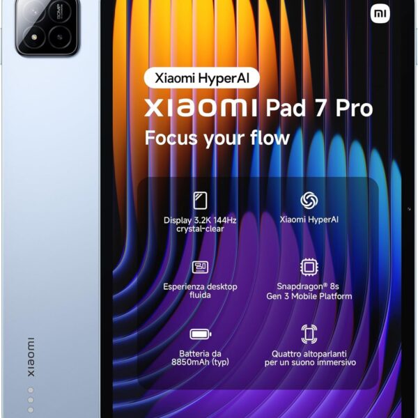 Xiaomi Pad 7 Pro Ai WiFi Version Global (No Calls or Text) 11.2 inches 3.2K 144Hz 8850mAh Bluetooth 5.4 Four Speakers 50 Mp Cam Model 24091RPADG (Blue, 512GB + 12GB)
