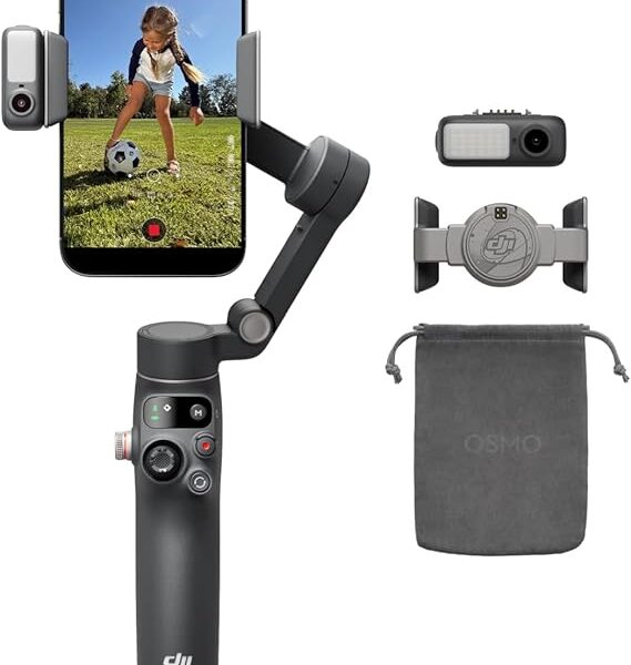 DJI Osmo Mobile 8 Gimbal Stabilizer, Native Tracking with Audio & Lighting, 360° Pan Rotation, Built-in Extension Rod & Tripod, 10h Battery, Robust 3-Axis Stabilization